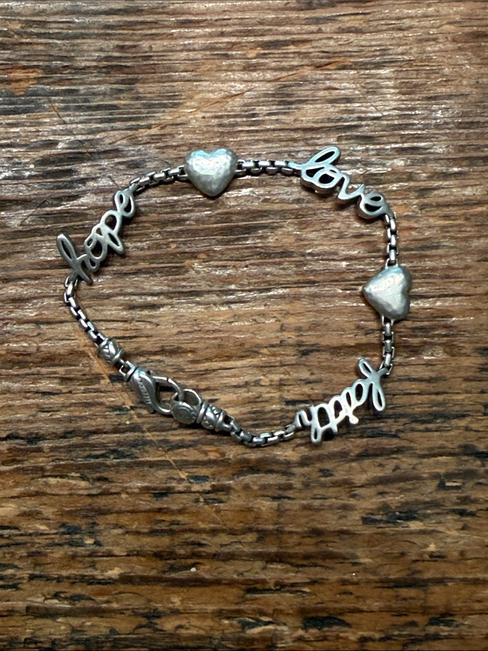 Jai Jewelry Faith Hope Love Sterling Silver Link Bracelet.